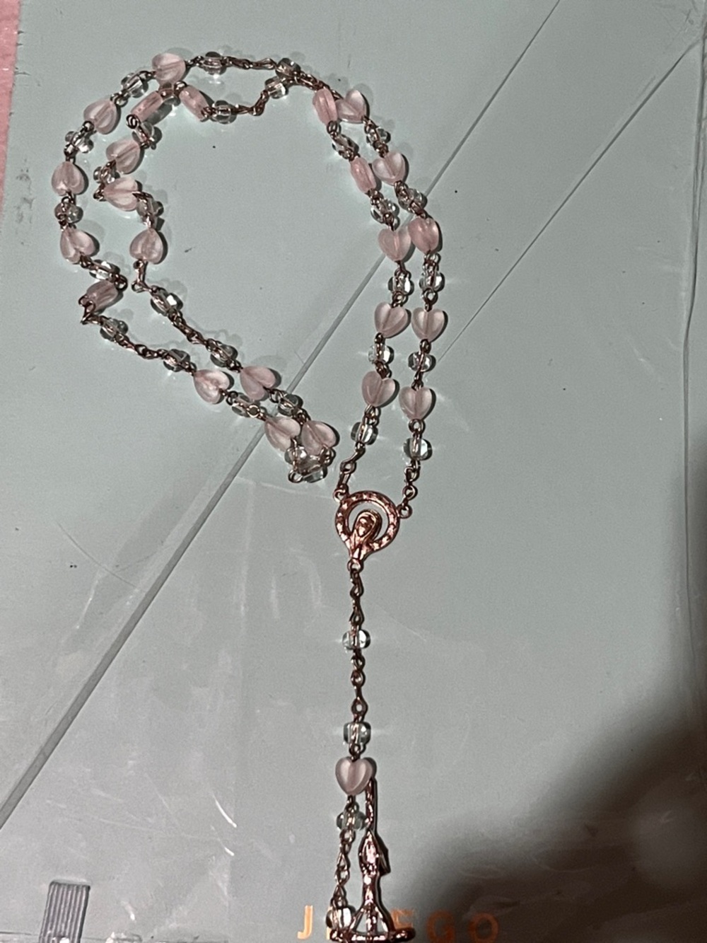 Heart Bead Rosary Necklace Preloved - Picture 4 of 4